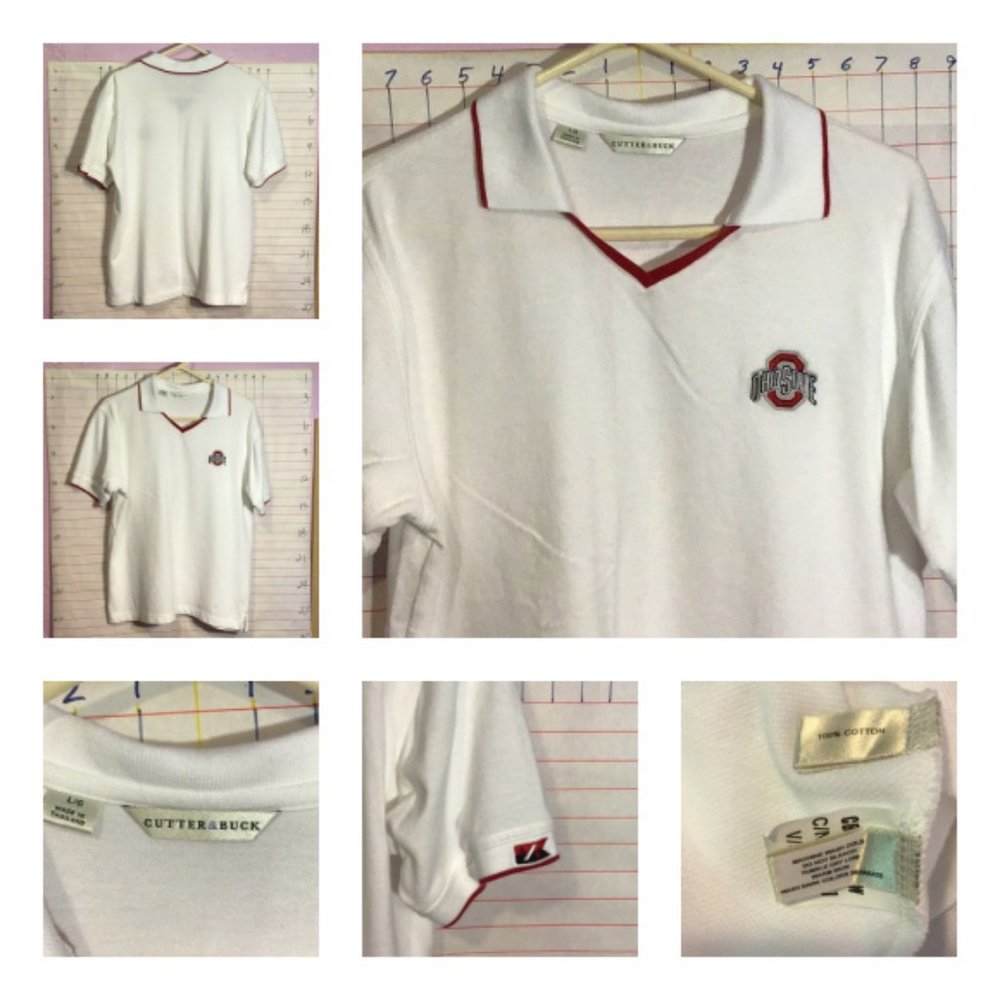 CUTTER & BUCK - men’s Ohio State shirt, white shirt, short sleeves, size Lg